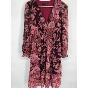 Chris McLaughlin Dress 90s Y2K Dark Floral Paisley Criss Cross Sheer Romantic 10
